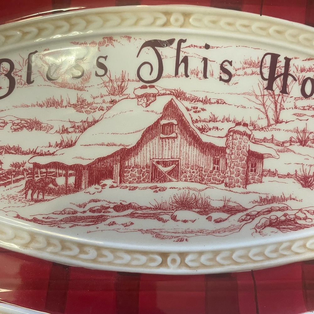 Fitz and Floyd Bless This House Town and Country Oval Plate - Picture 2 of 4